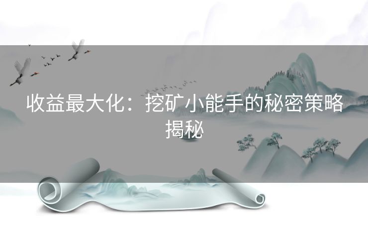 收益最大化：挖矿小能手的秘密策略揭秘