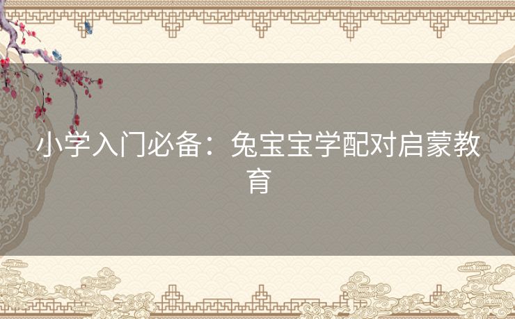 小学入门必备：兔宝宝学配对启蒙教育