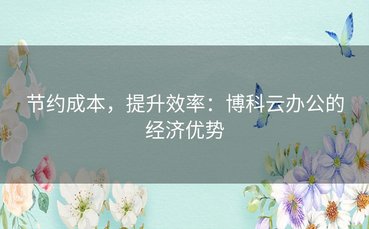 节约成本，提升效率：博科云办公的经济优势