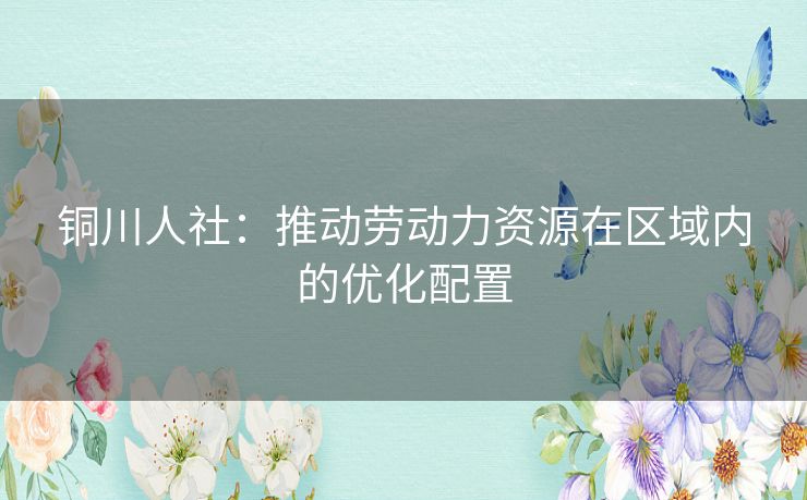 铜川人社：推动劳动力资源在区域内的优化配置