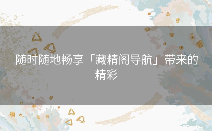 随时随地畅享「藏精阁导航」带来的精彩
