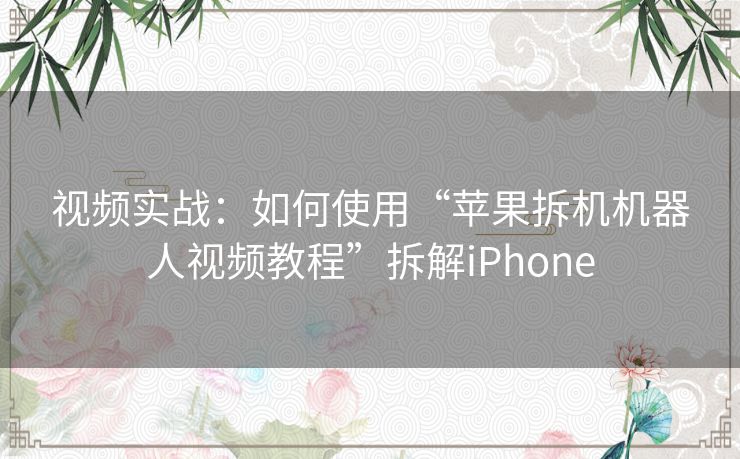 视频实战：如何使用“苹果拆机机器人视频教程”拆解iPhone