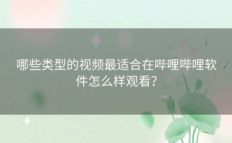哪些类型的视频最适合在哔哩哔哩软件怎么样观看？
