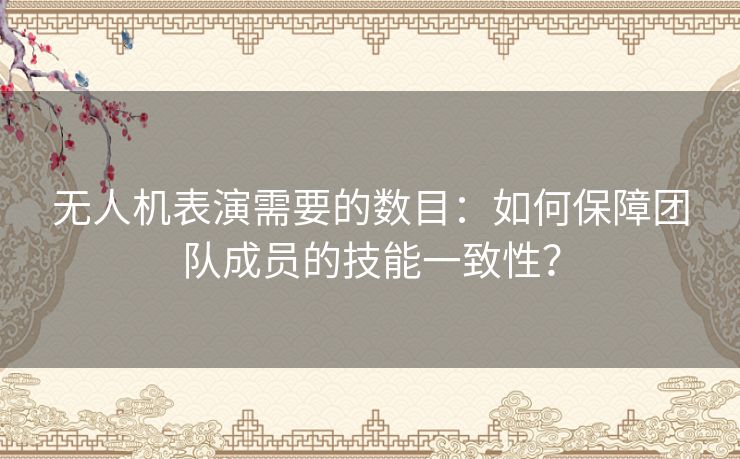无人机表演需要的数目：如何保障团队成员的技能一致性？