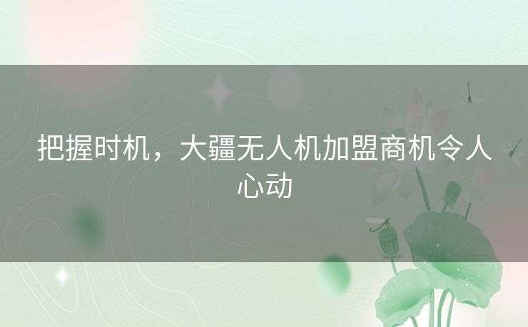 把握时机，大疆无人机加盟商机令人心动