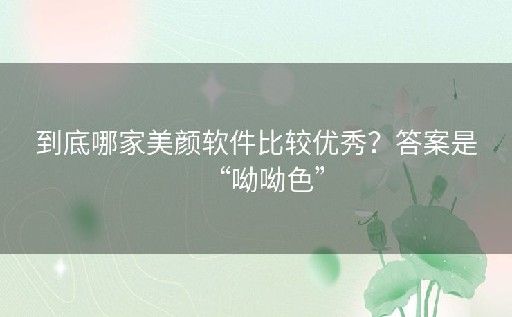 到底哪家美颜软件比较优秀？答案是“呦呦色”
