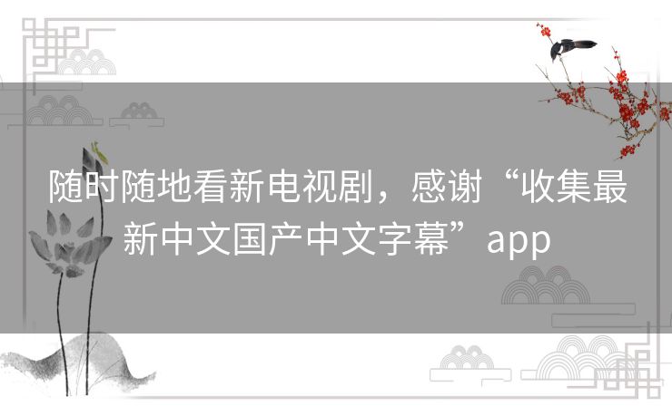 随时随地看新电视剧，感谢“收集最新中文国产中文字幕”app