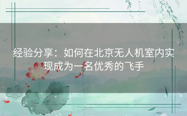 经验分享：如何在北京无人机室内实现成为一名优秀的飞手